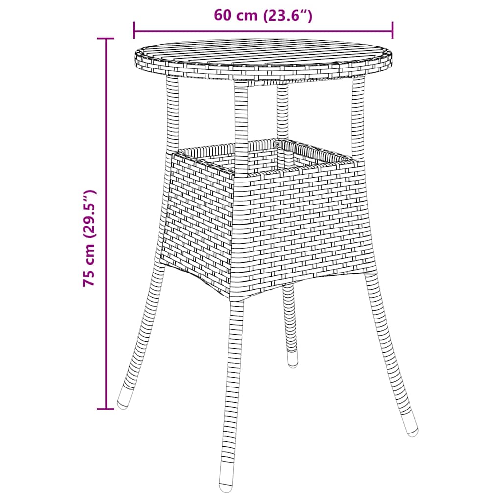 Have Spisebordssæt 3 pcs Grå polyrattan