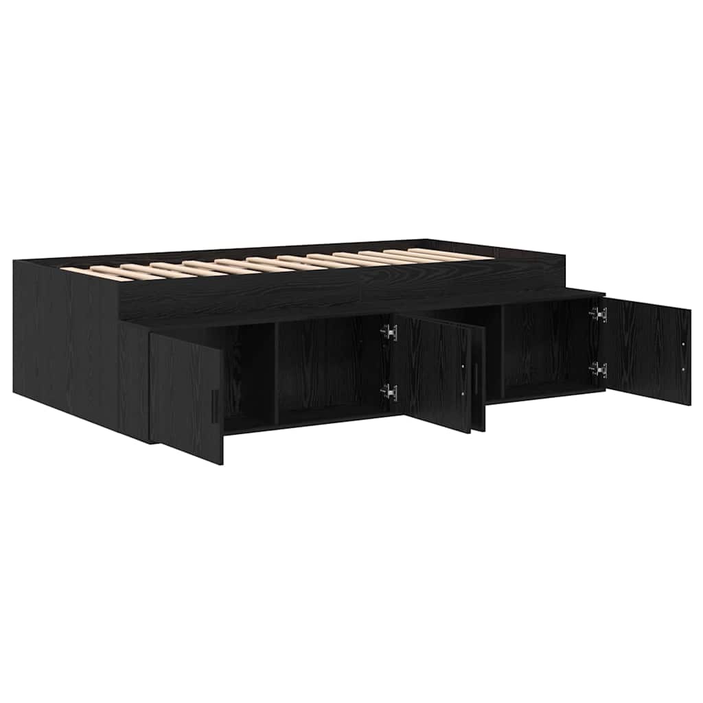 Sengestel med skuffe Sort eg 80 x 200 cm Konstrueret træ