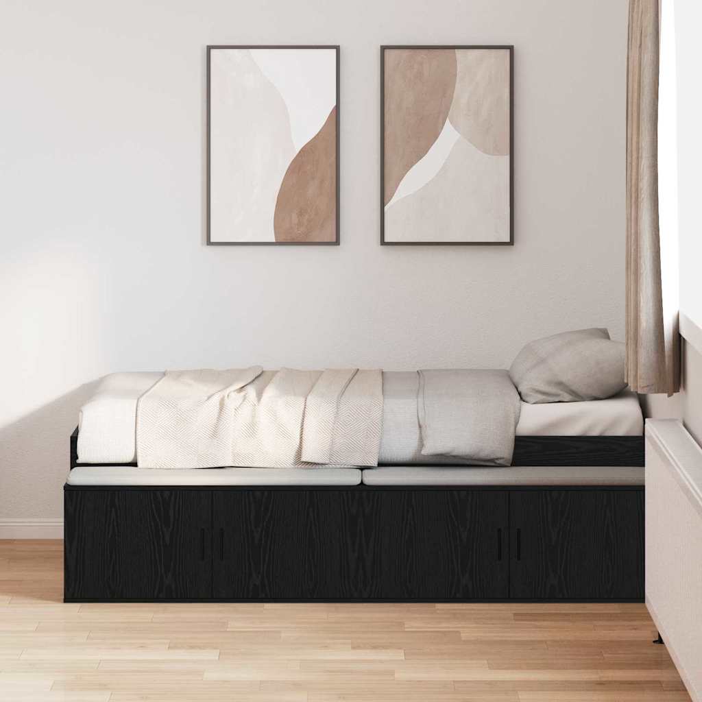 Sengestel med skuffe Sort eg 90 x 190 cm Konstrueret træ