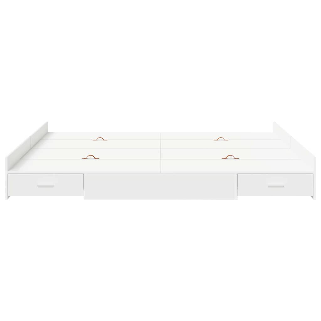 Seng med opbevaring med dør Hvid 200 x 200 cm Konstrueret træ