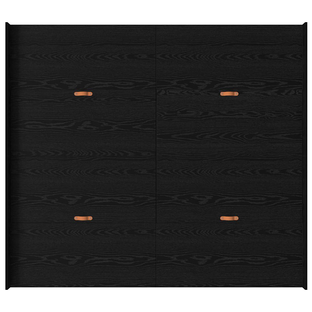 Seng med opbevaring Sort eg 180 x 200 cm Konstrueret træ