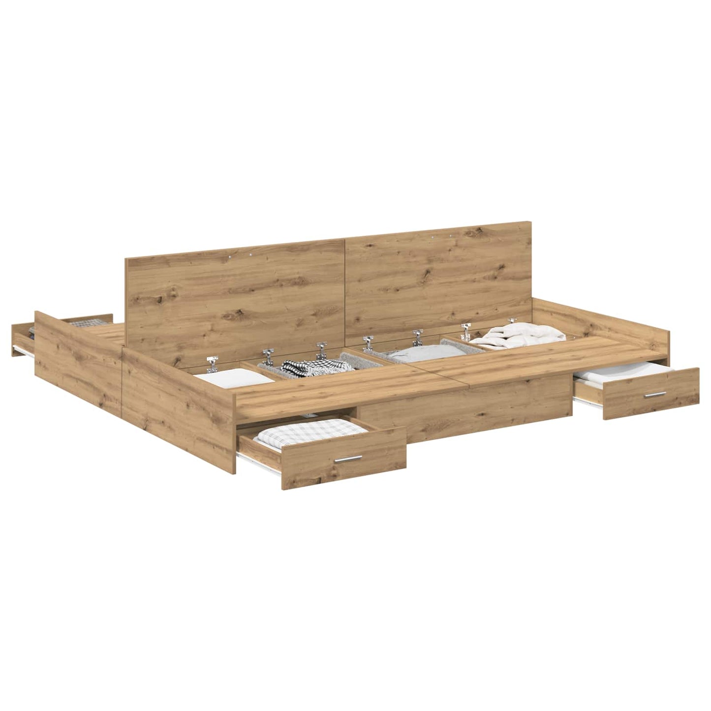 Seng med opbevaring Artisan Egetræ 180 x 200 cm Konstrueret træ