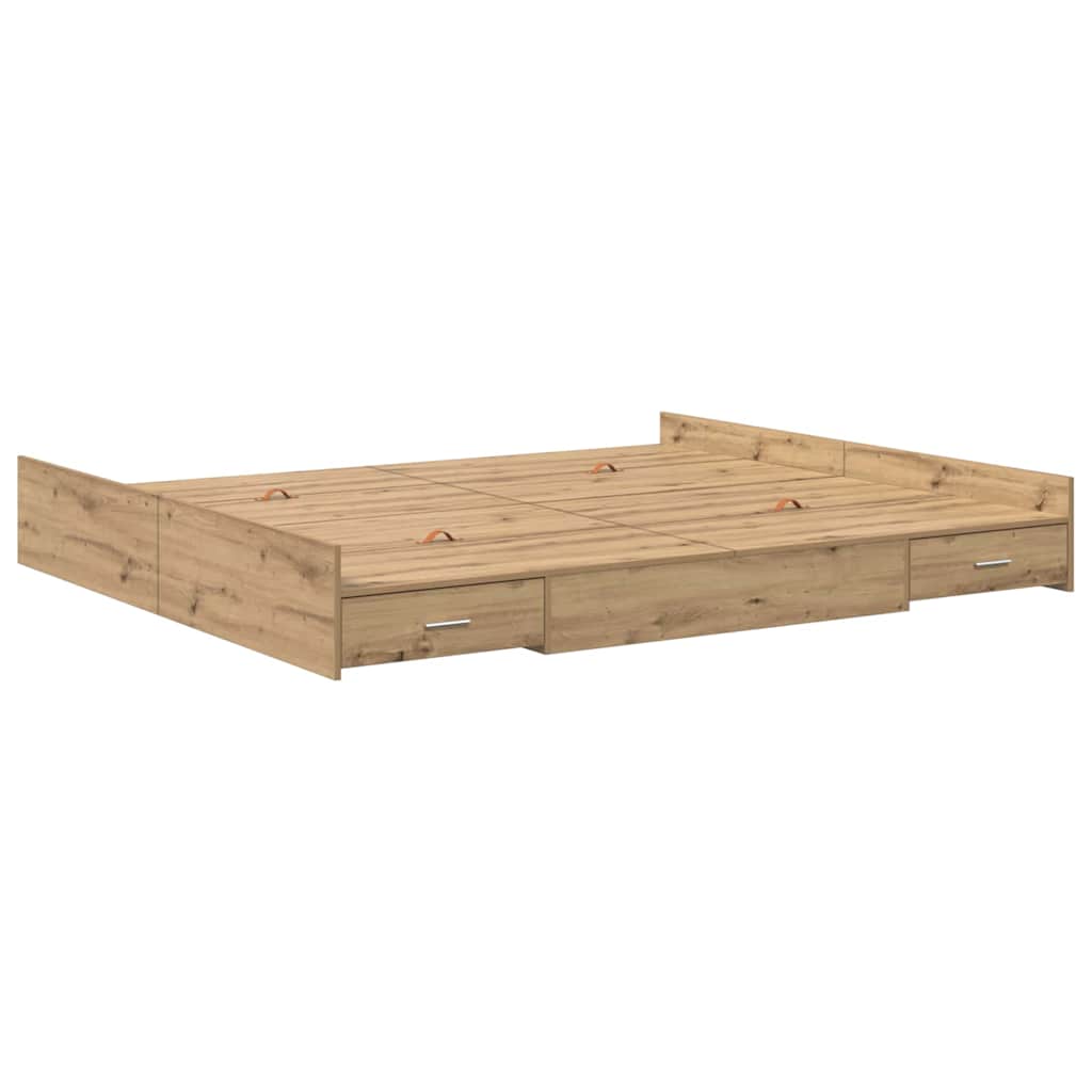 Seng med opbevaring Artisan Egetræ 180 x 200 cm Konstrueret træ