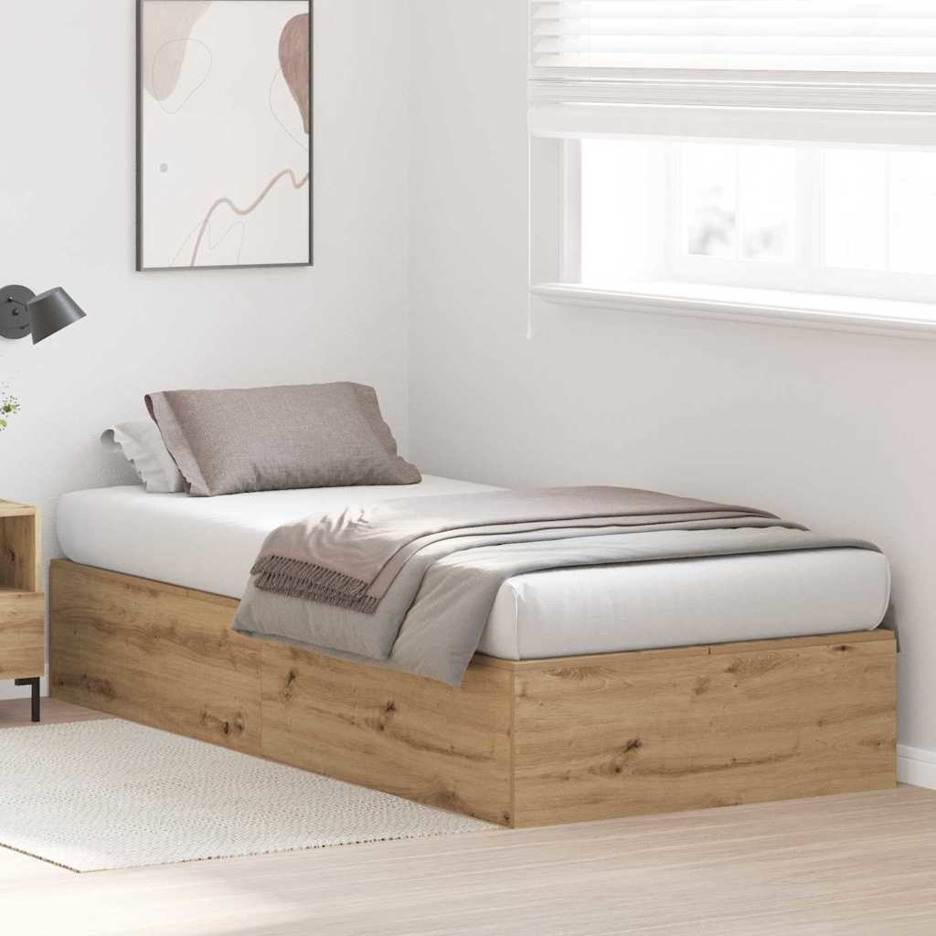 Seng med opbevaring Artisan Egetræ 100 x 200 cm Konstrueret træ