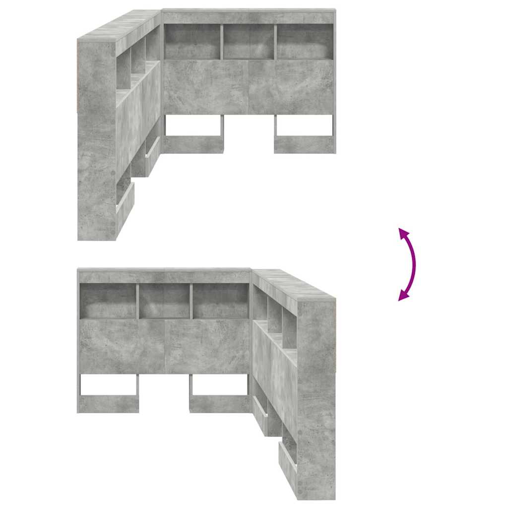 Opbevaringshovedgavl Beton Grå Konstrueret træ