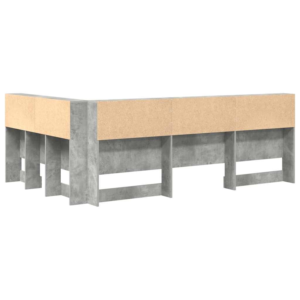 Opbevaringshovedgavl med hylde Beton Grå 120 cm Konstrueret træ