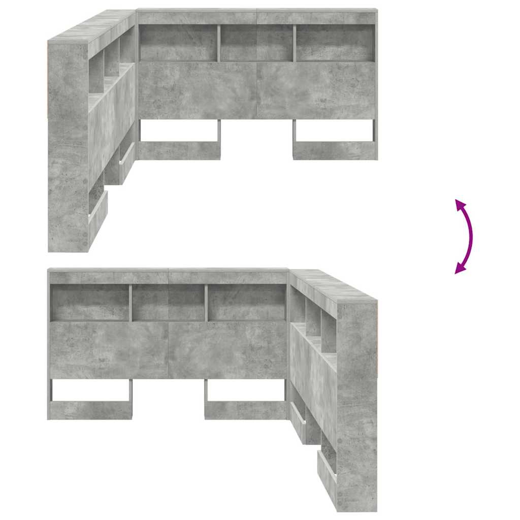 Opbevaringshovedgavl med hylde Beton Grå 120 cm Konstrueret træ