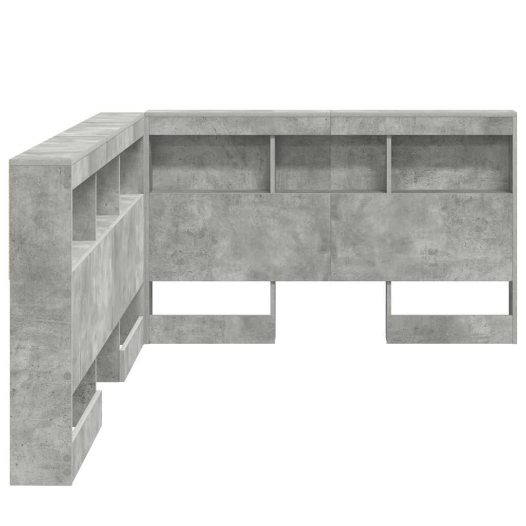 Opbevaringshovedgavl med hylde Beton Grå 120 cm Konstrueret træ