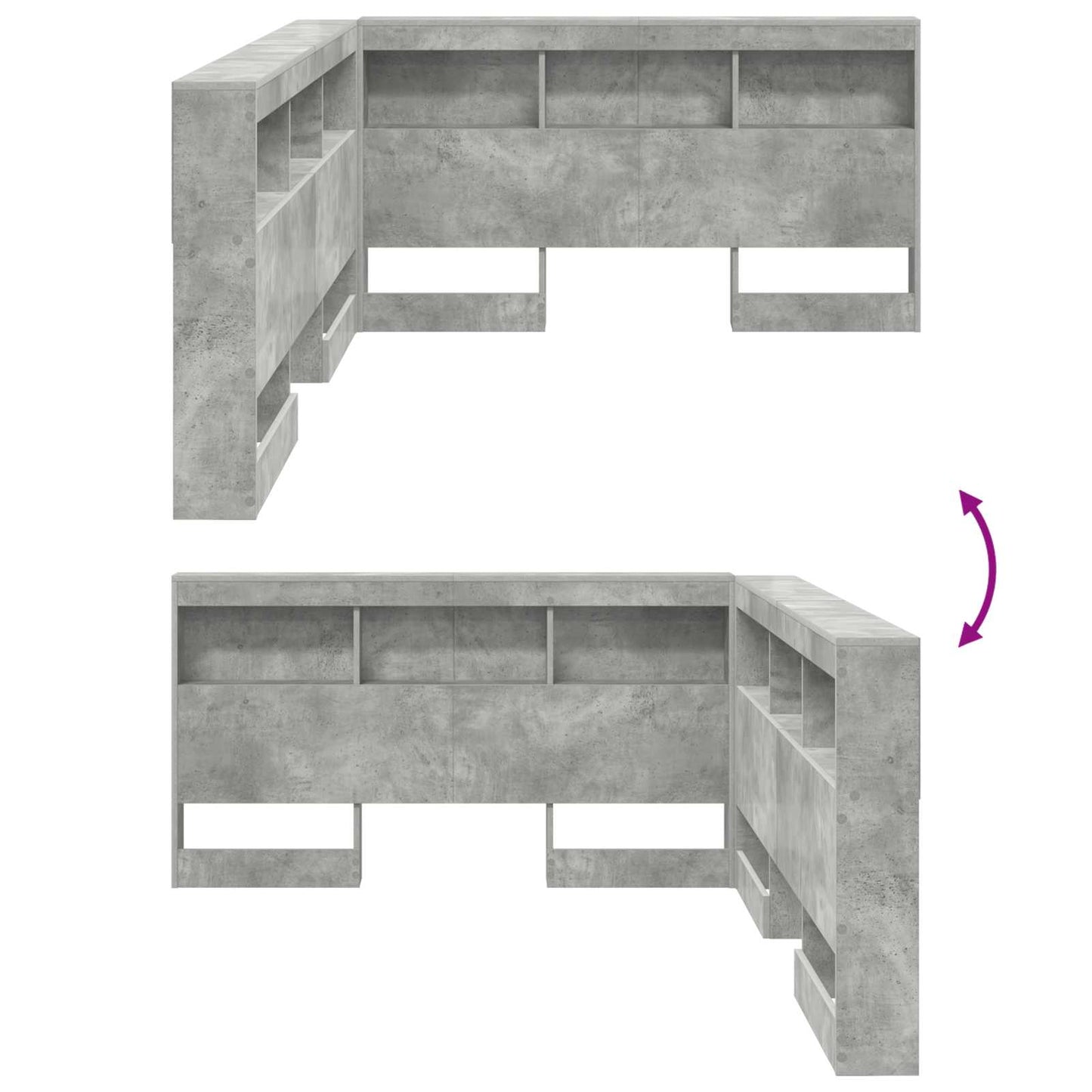 Opbevaringshovedgavl med hylde Beton Grå 160 cm Konstrueret træ