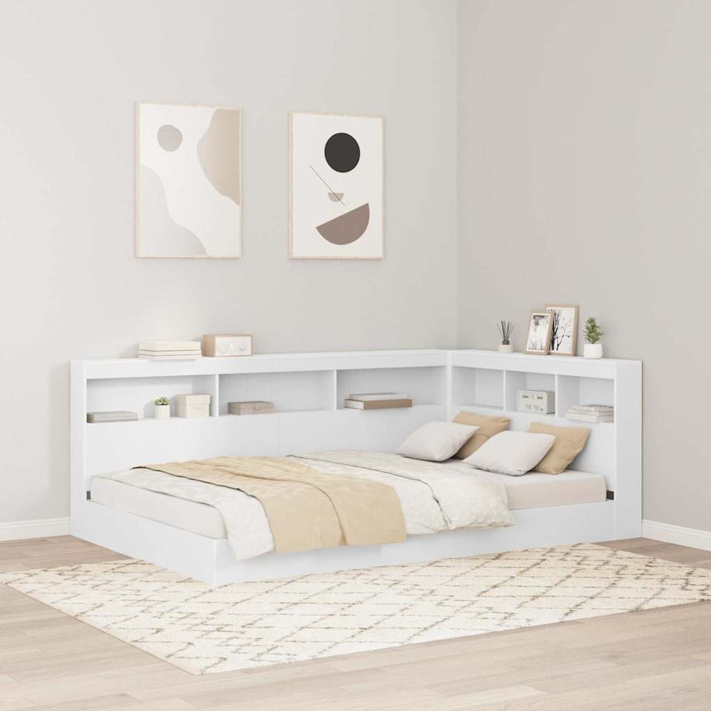 Opbevaringshovedgavl med hylde Hvid 207,5 x 137,5 x 76,5 cm