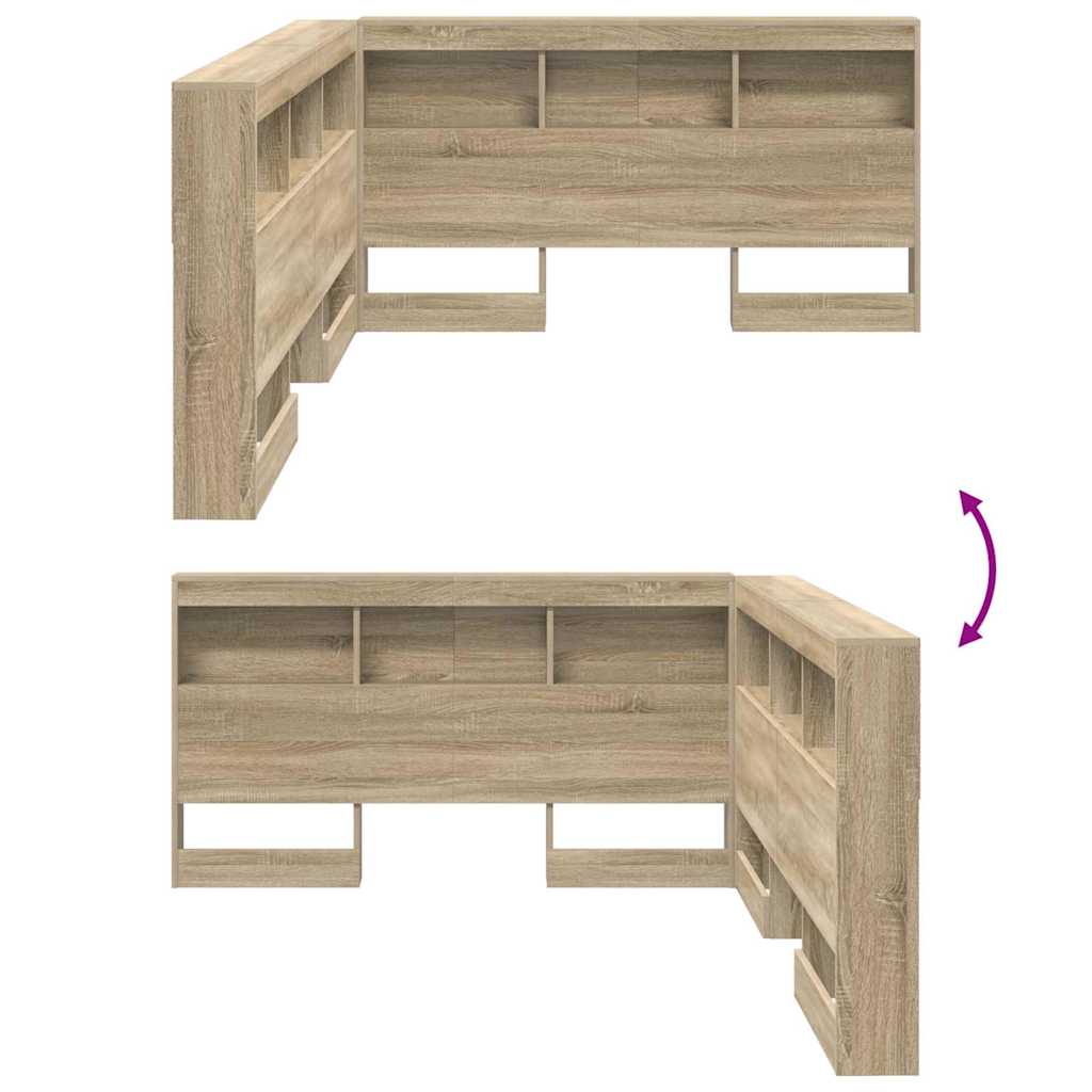 Opbevaringshovedgavl med hylde Sonoma eg 135 cm Konstrueret træ
