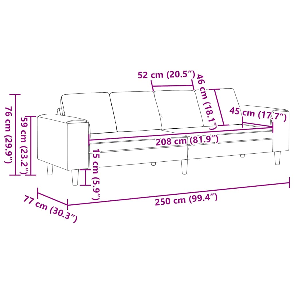 Stue Sofa Turkis 250 x 188 x 76 cm