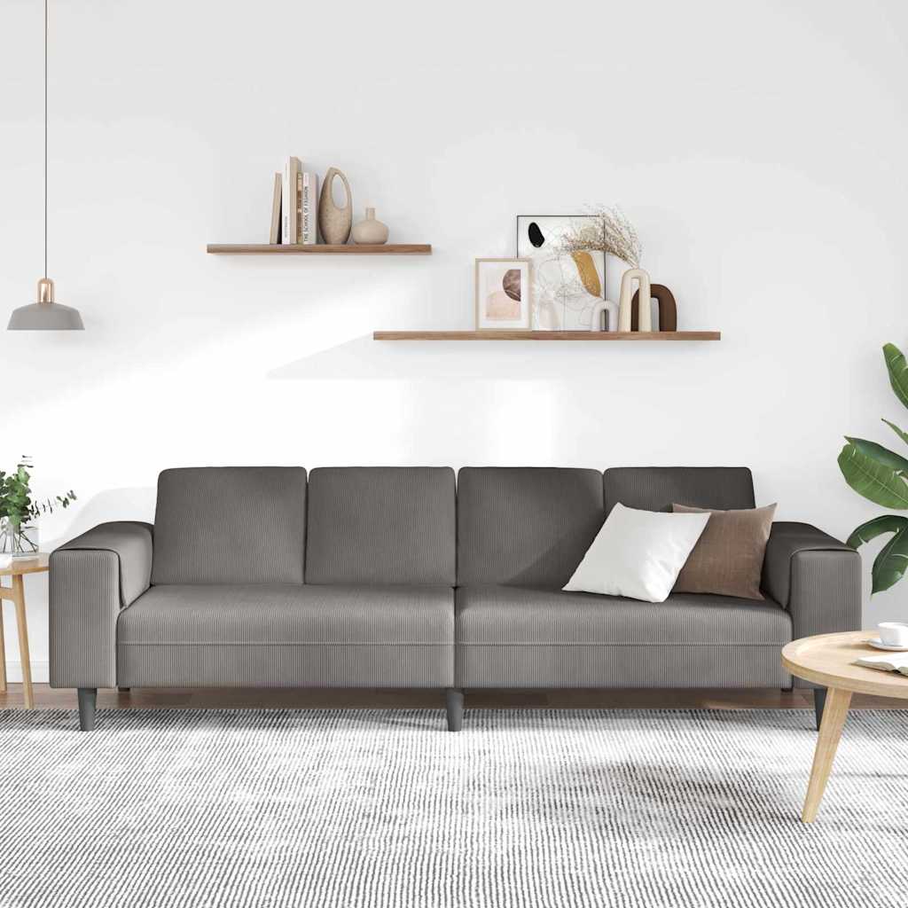 Sofa Lysegrå 250 x 77 x 76 cm Velourstof