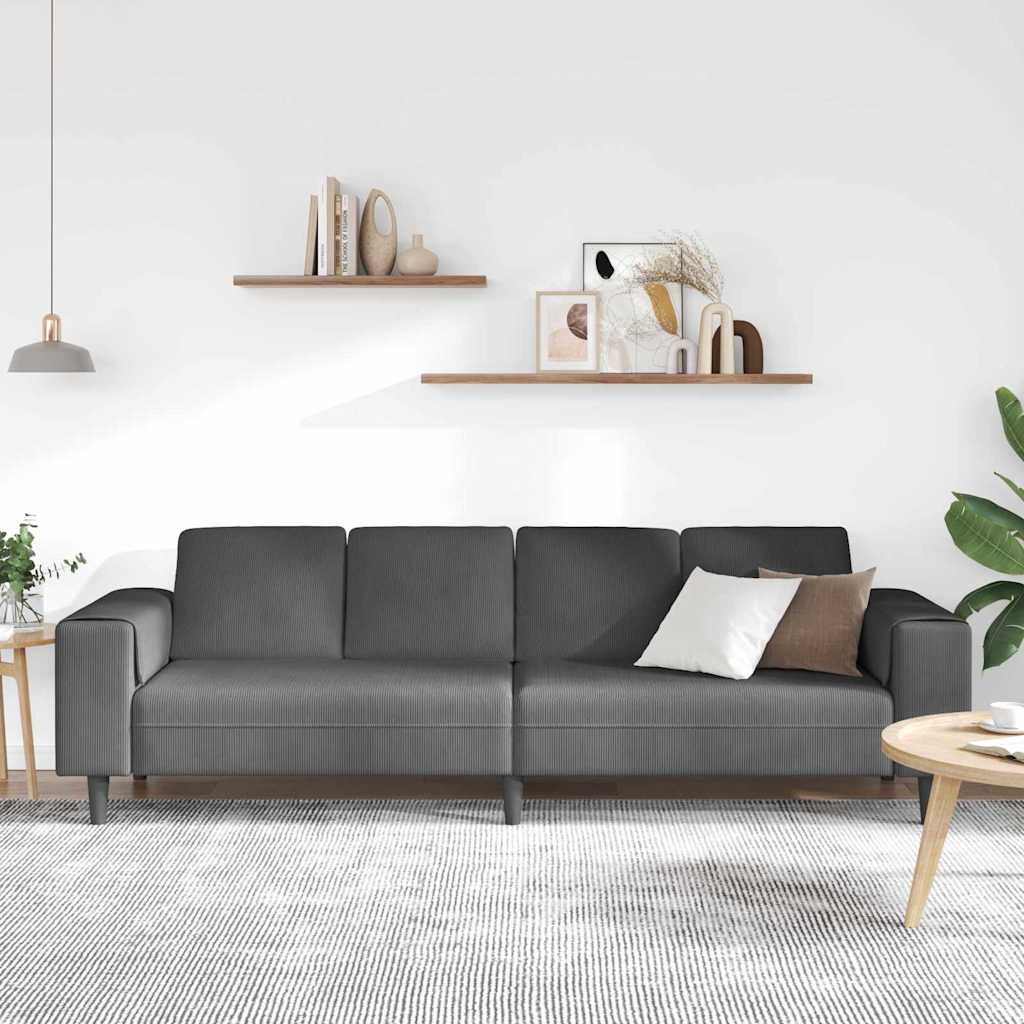 Sofa Mørkegrå 250 x 77 x 76 cm Velourstof