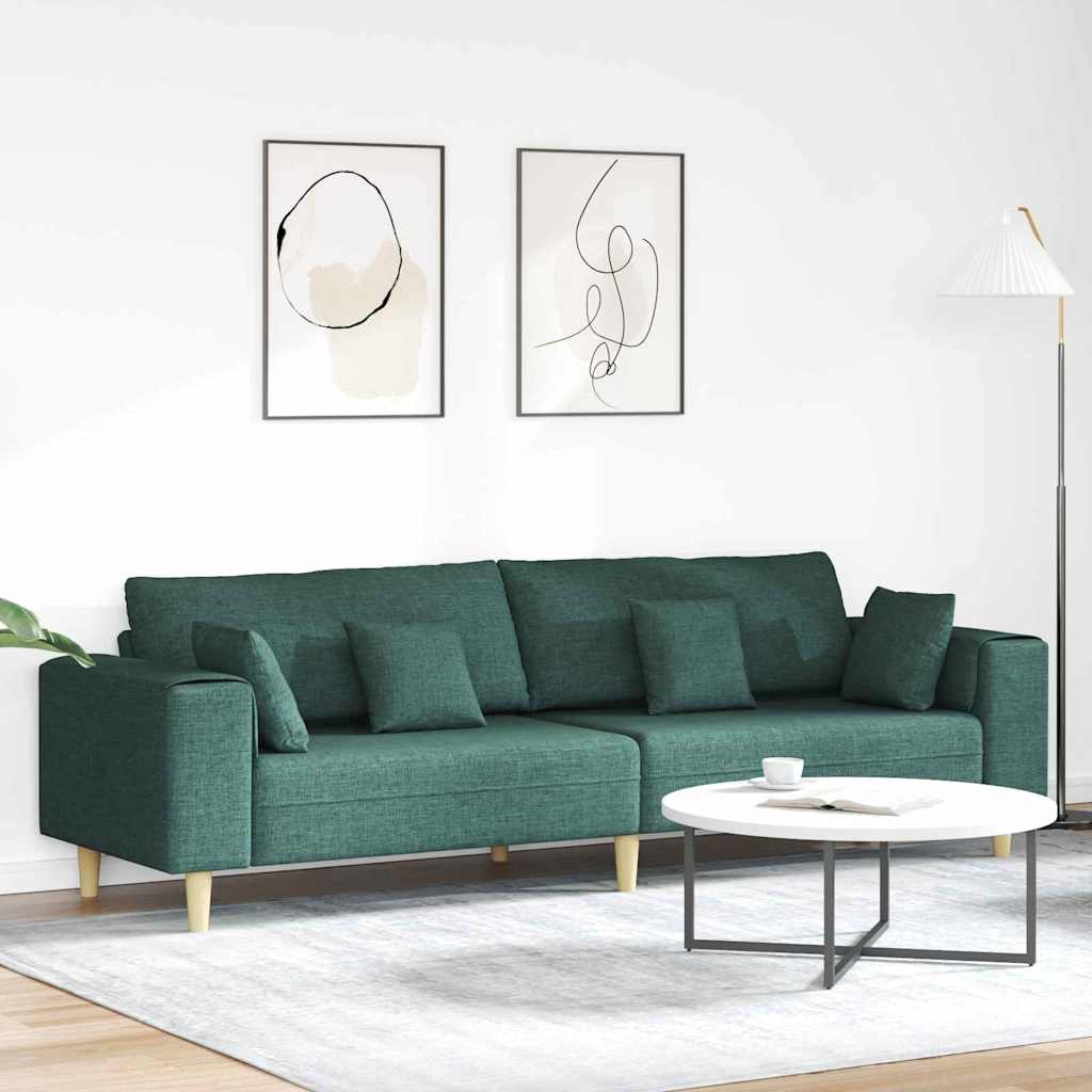 Sofa med pude Mørkegrøn 250 x 77 x 76 cm Stof