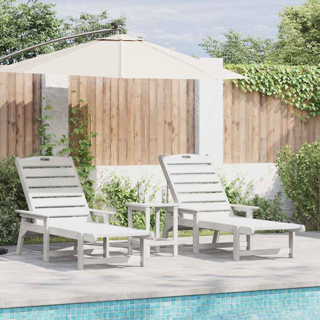 Solstol 2 pcs Hvid 195,5 x 53 x 98,5 cm Polyethylen