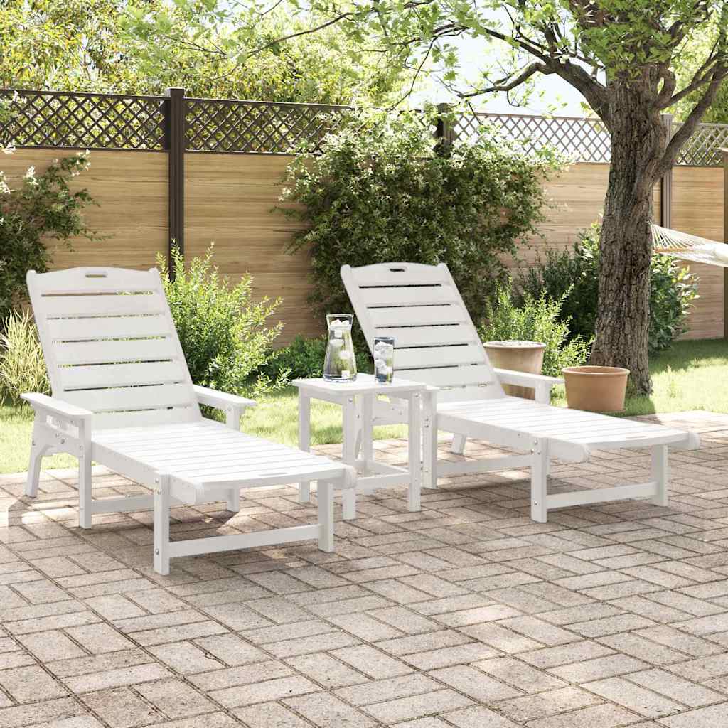 Solstol 2 pcs Hvid 195,5 x 53 x 98,5 cm Polyethylen