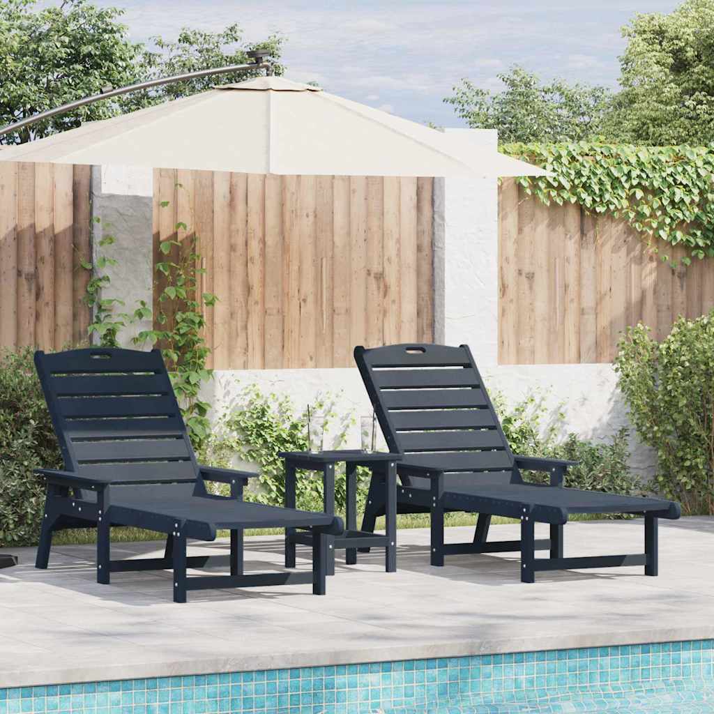 Solstol 3 pcs Marineblå Polyethylen