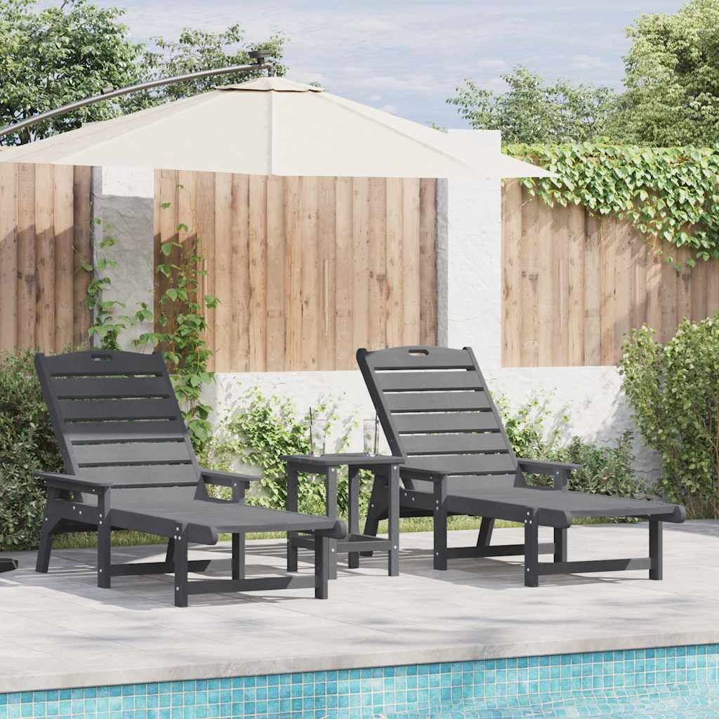 Solstol 3 pcs Lysegrå Polyethylen