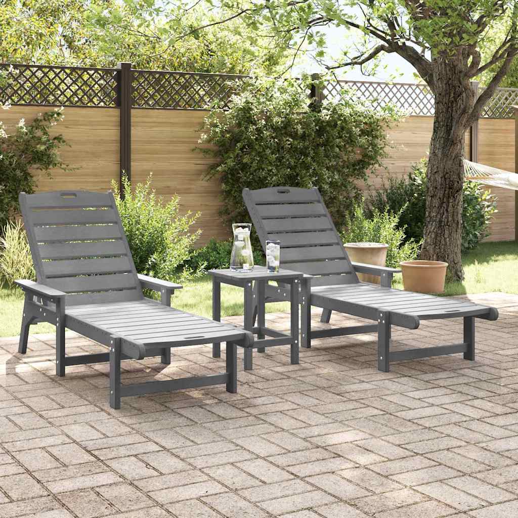 Solstol 3 pcs Lysegrå Polyethylen