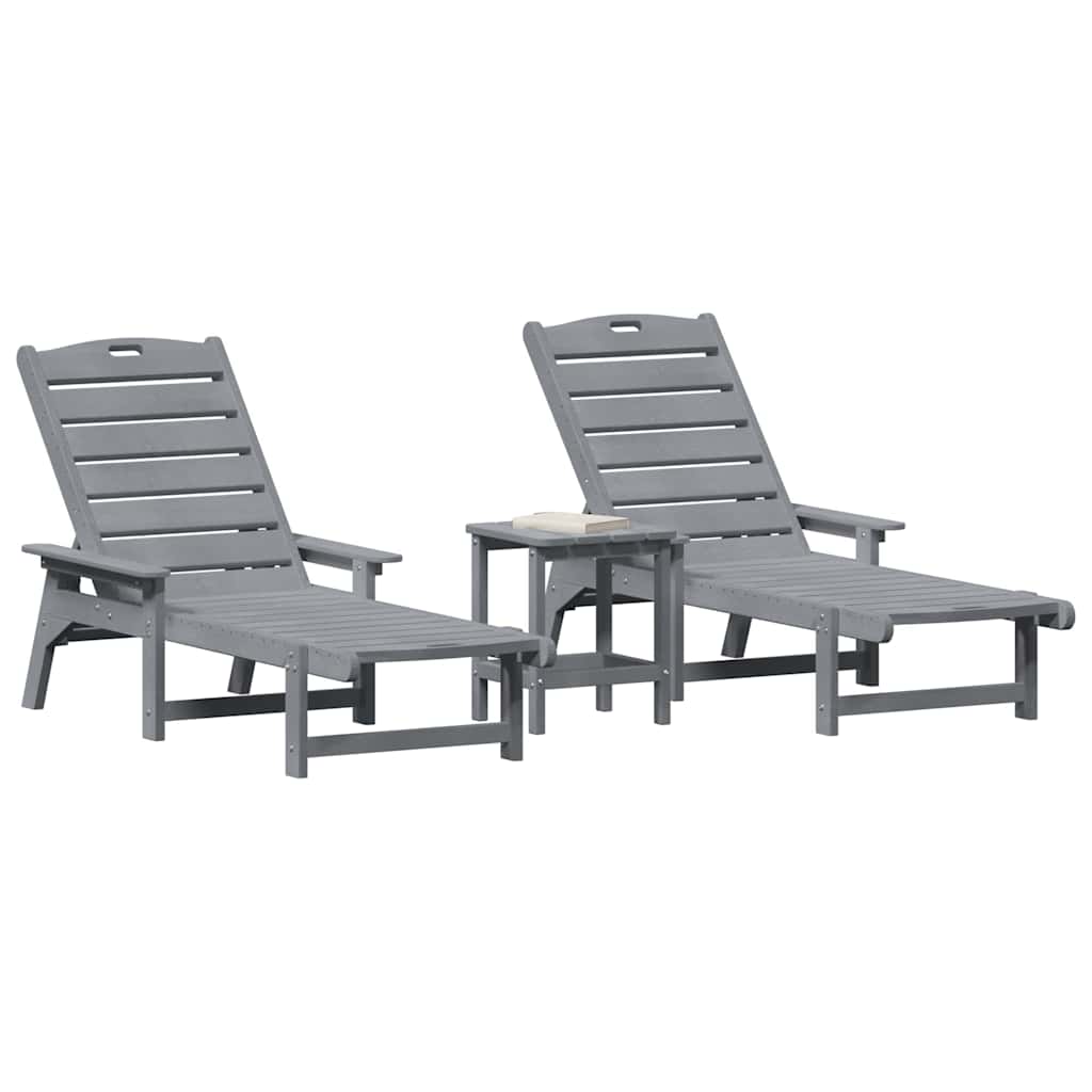 Solstol 3 pcs Lysegrå Polyethylen