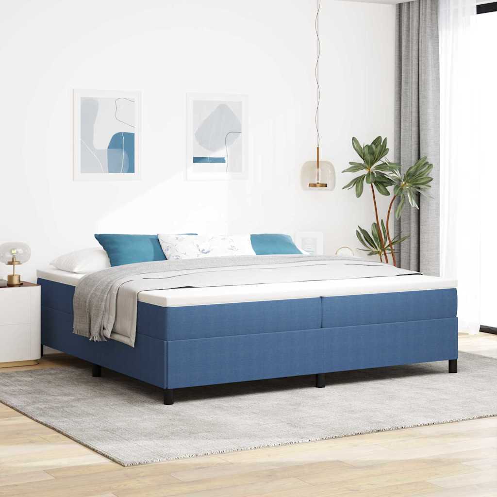 Box spring seng Blå 200 x 200 cm Velourstof