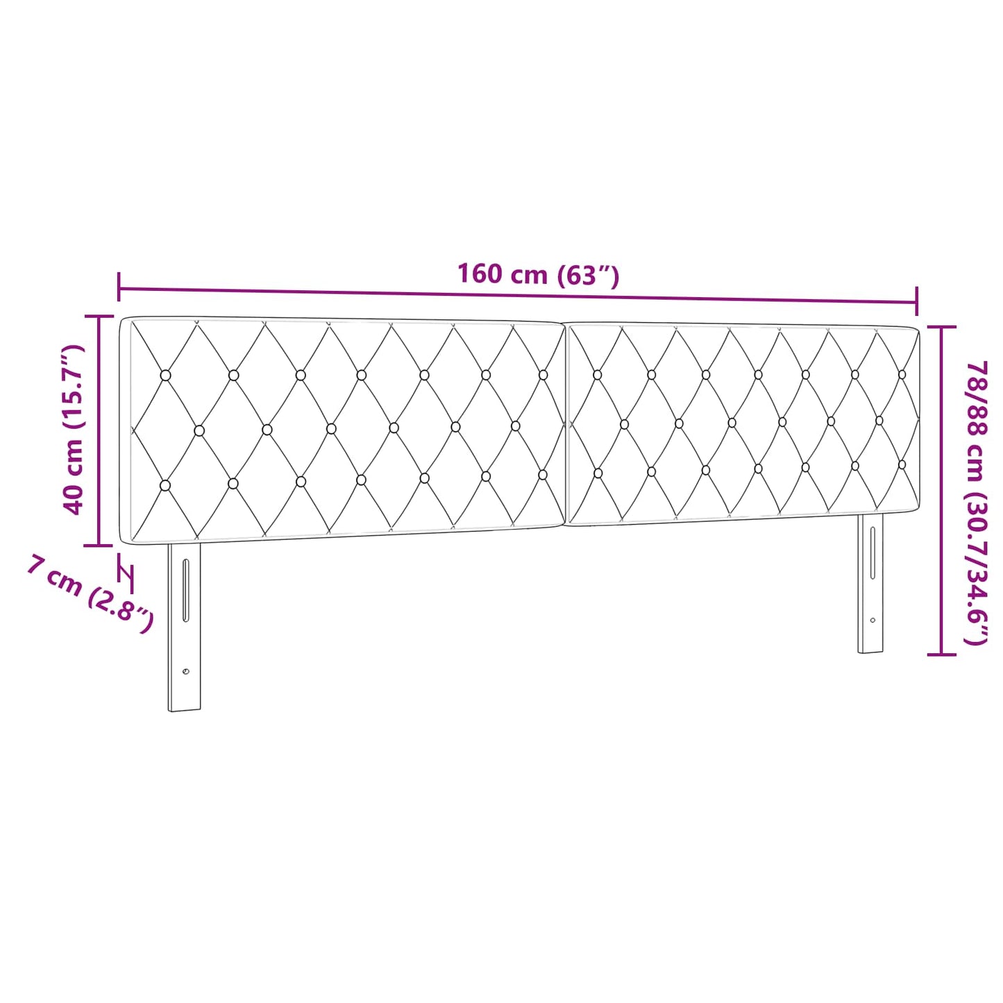 Hovedgærde Sort 160 cm Fløjl