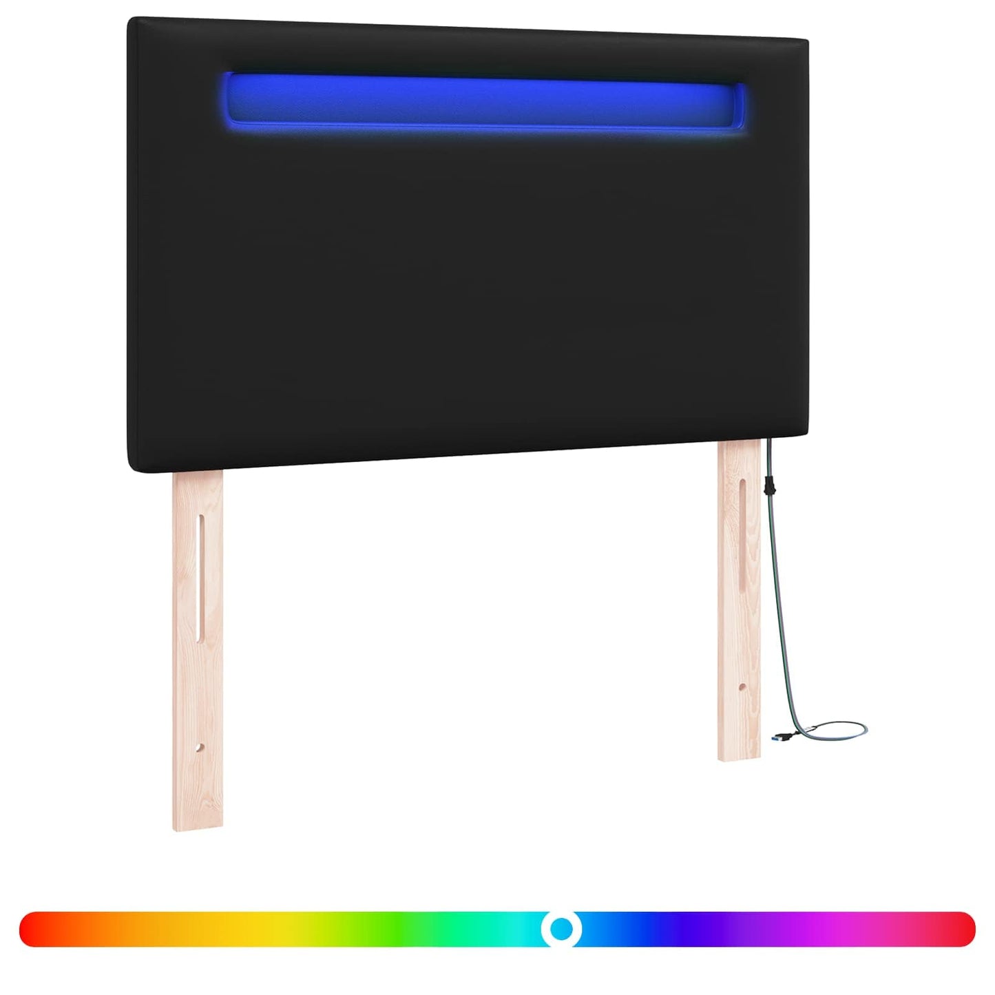 LED sengegavl Sort 90 cm Faux læder