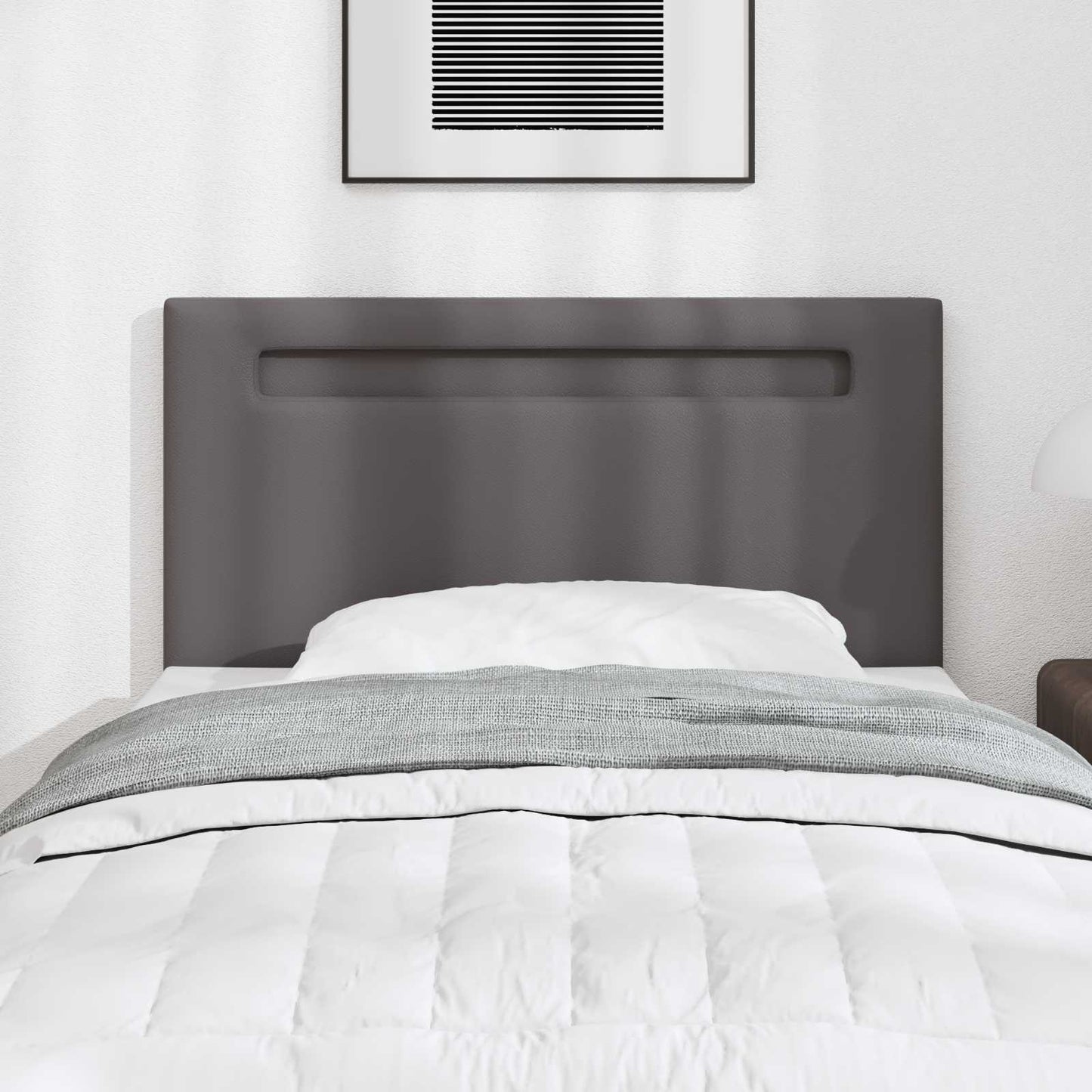 LED sengegavl Grå 90 cm Faux læder