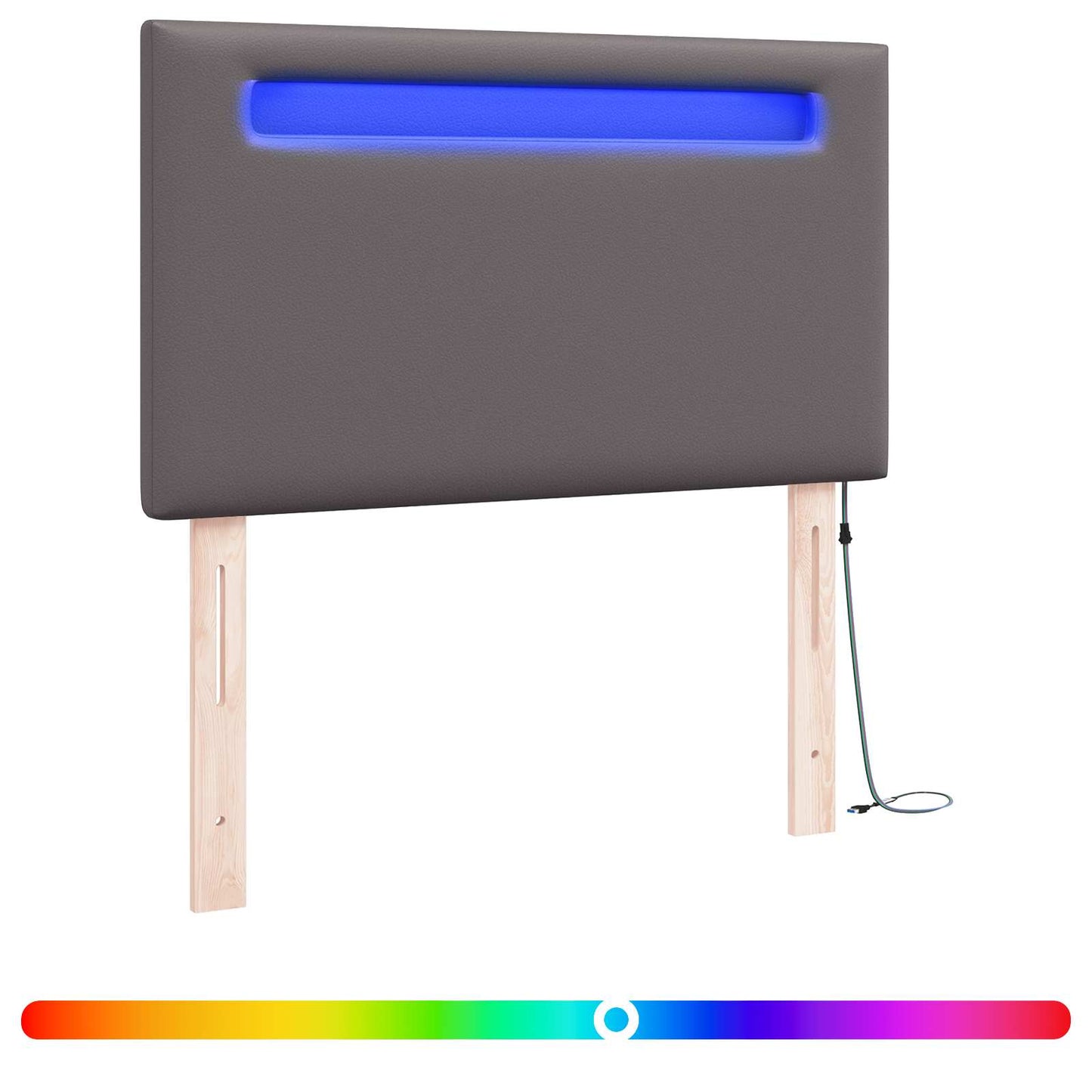 LED sengegavl Grå 90 cm Faux læder
