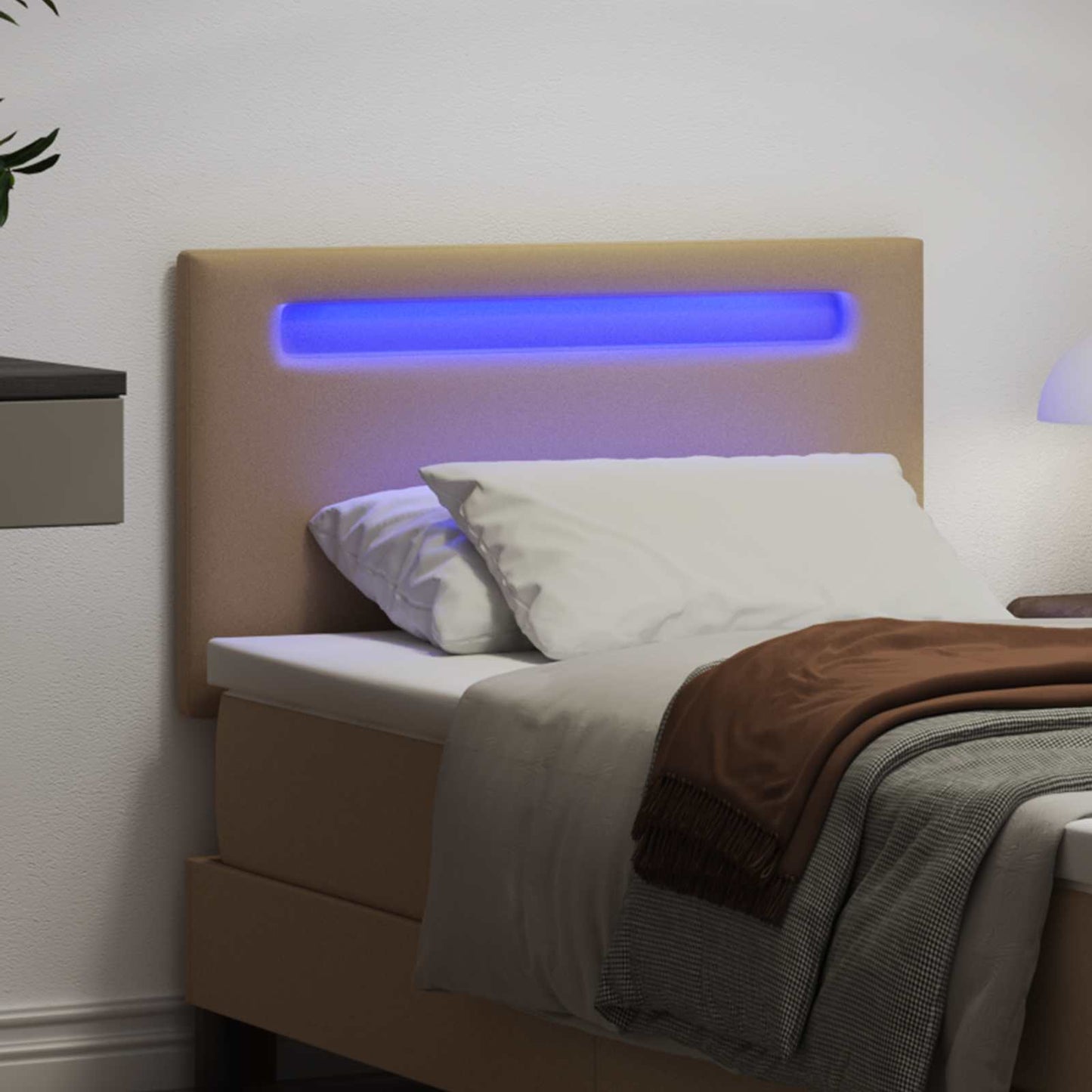 LED sengegavl Cappuccino 90 cm Faux læder