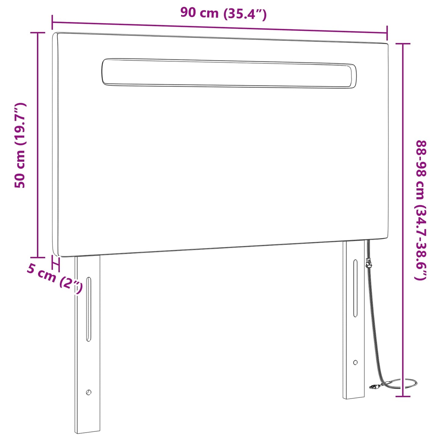 LED sengegavl Cappuccino 90 cm Faux læder