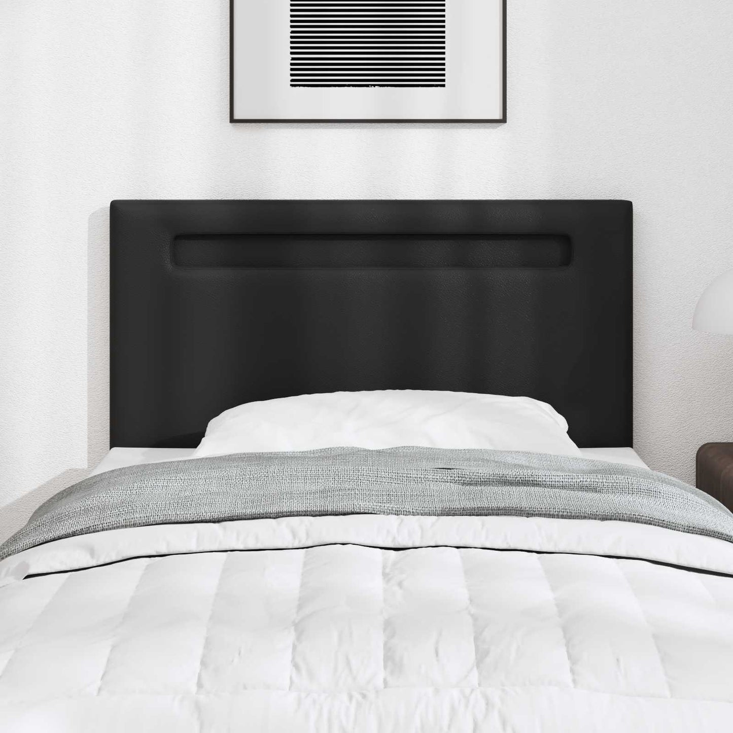 LED sengegavl Sort 100 cm Faux læder