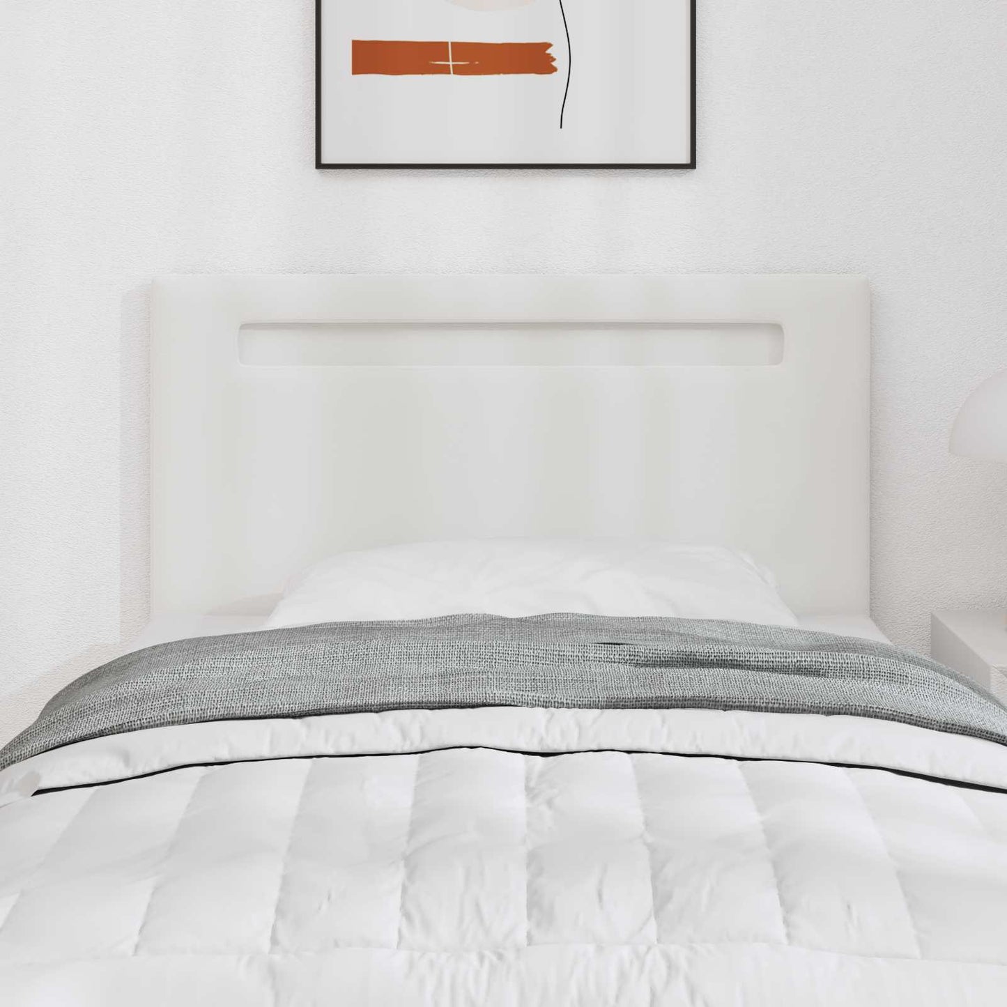 LED sengegavl Hvid 100 cm Faux læder