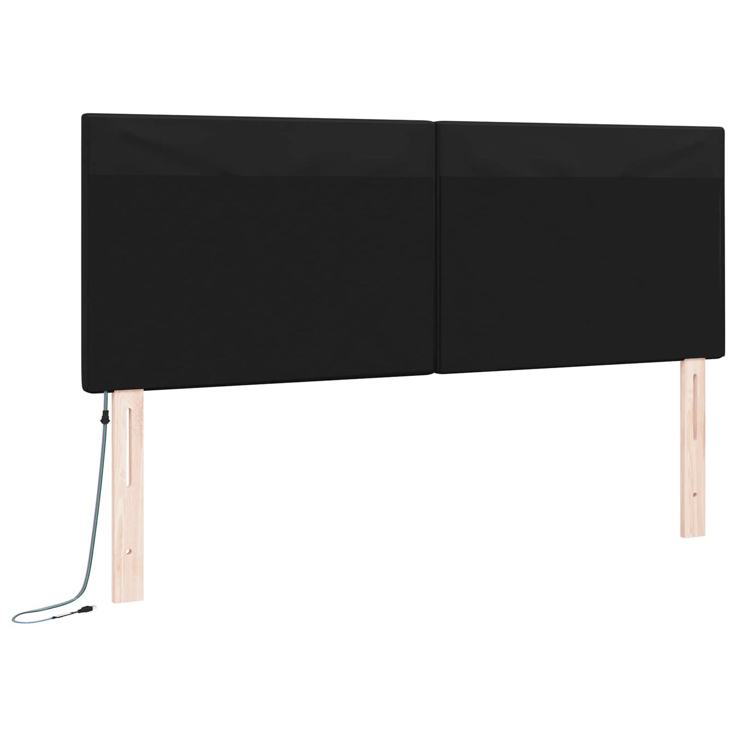 LED sengegavl Sort 144 cm Faux læder