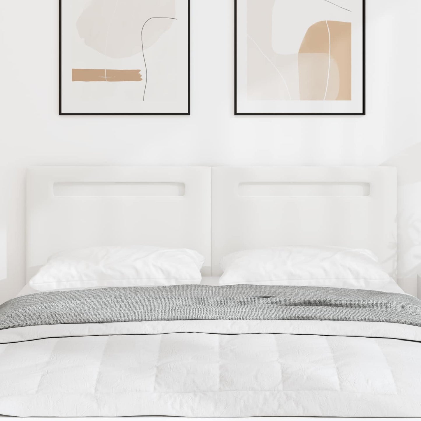 LED sengegavl Hvid 144 cm Faux læder