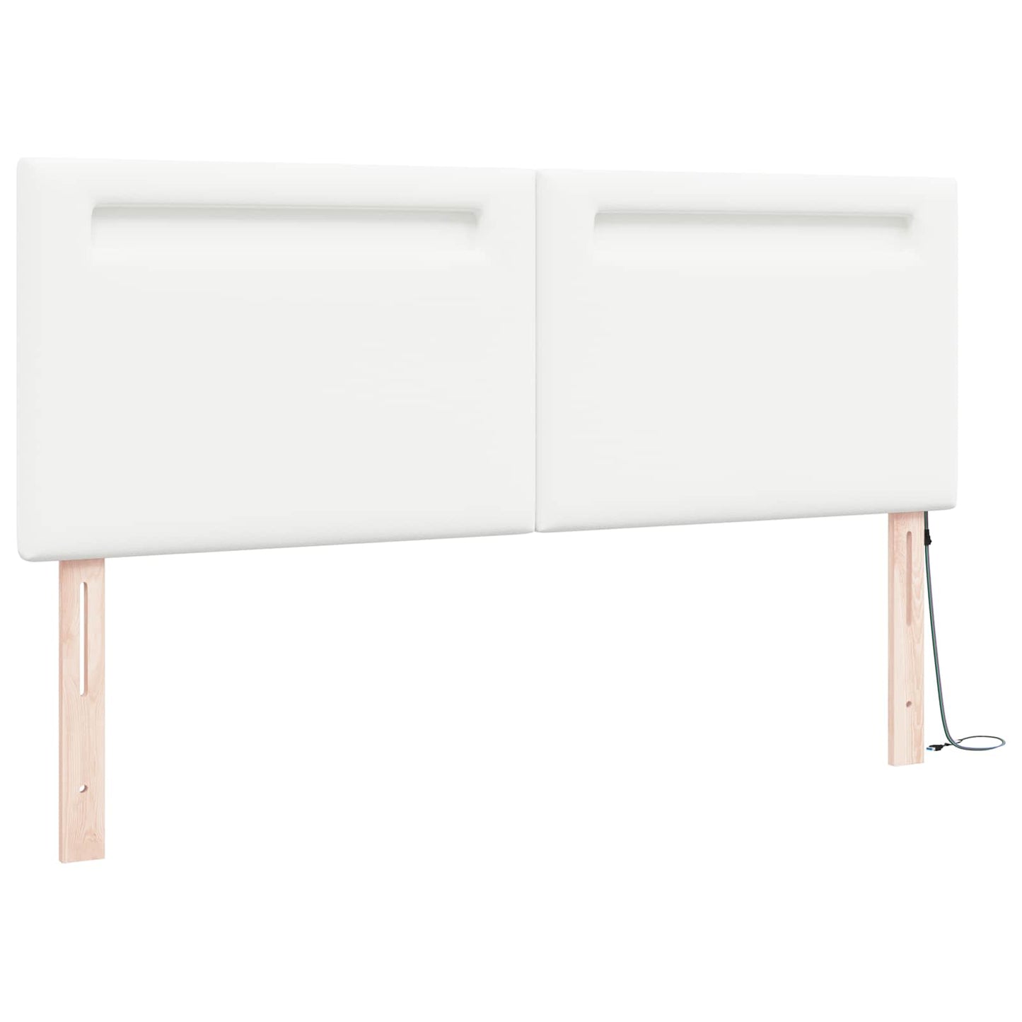 LED sengegavl Hvid 144 cm Faux læder