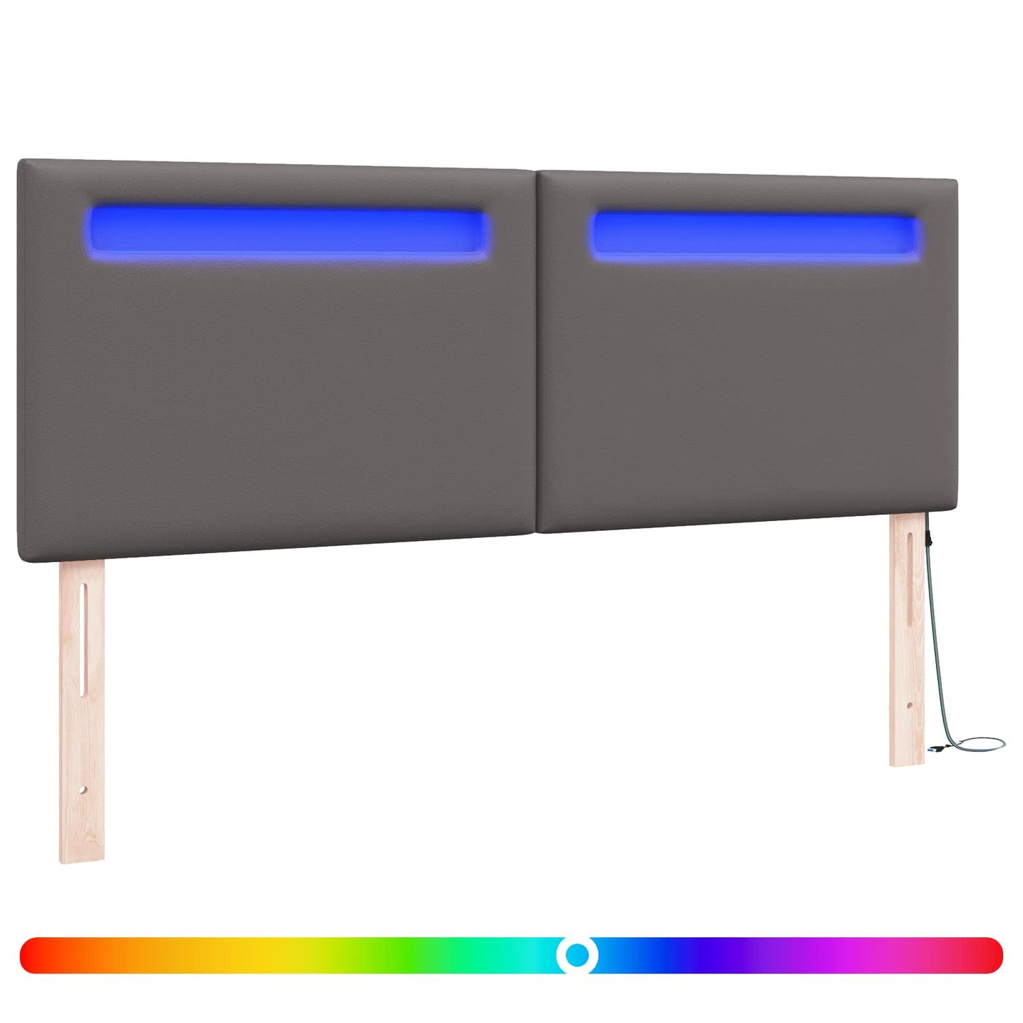 LED sengegavl Grå 144 cm Faux læder