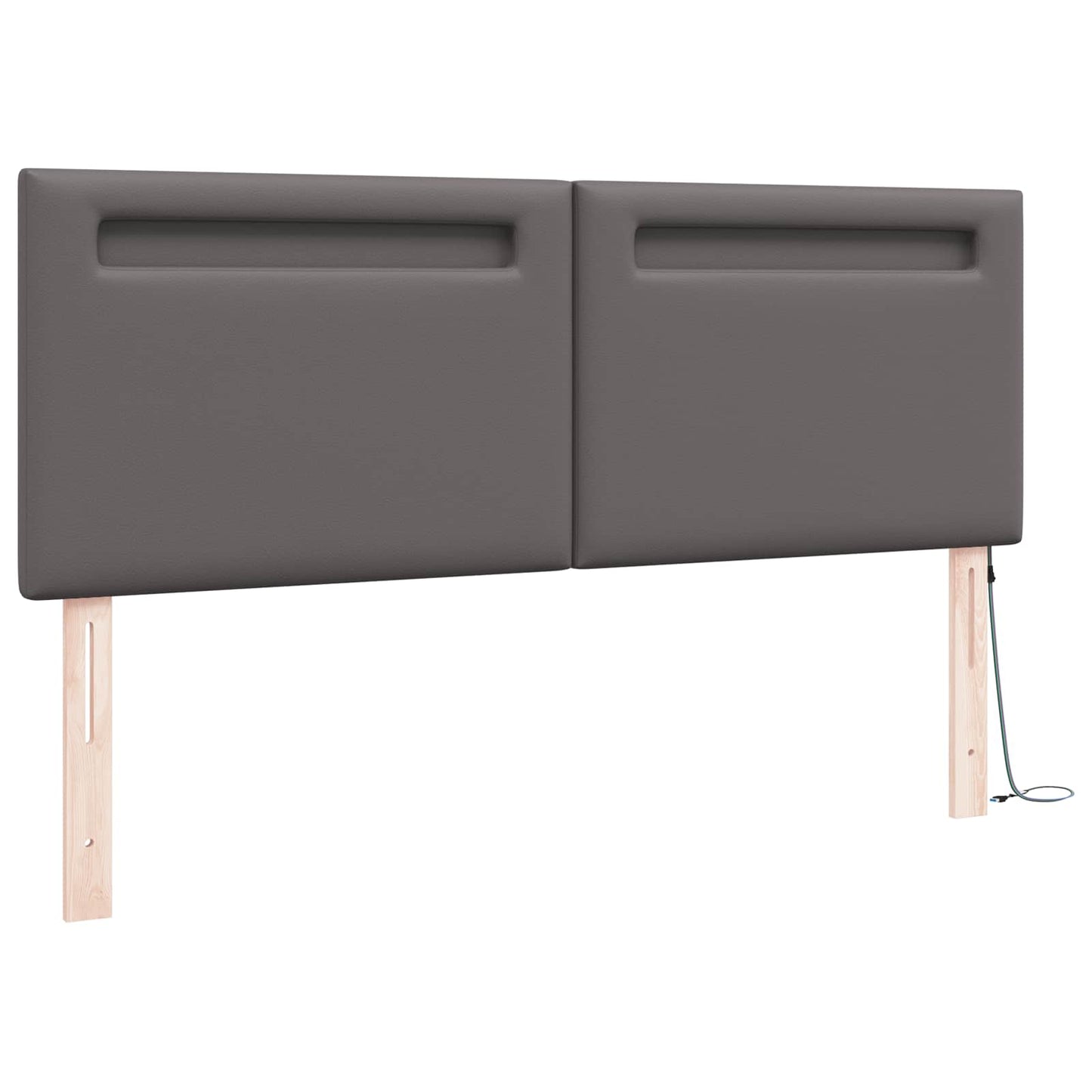 LED sengegavl Grå 144 cm Faux læder