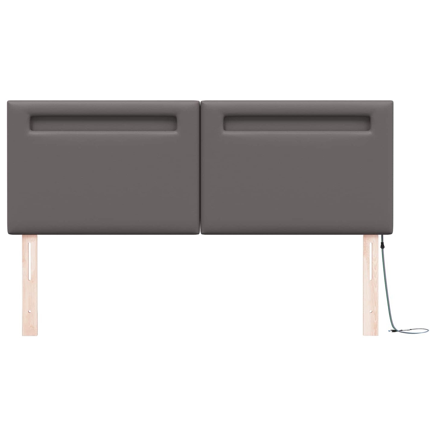 LED sengegavl Grå 144 cm Faux læder