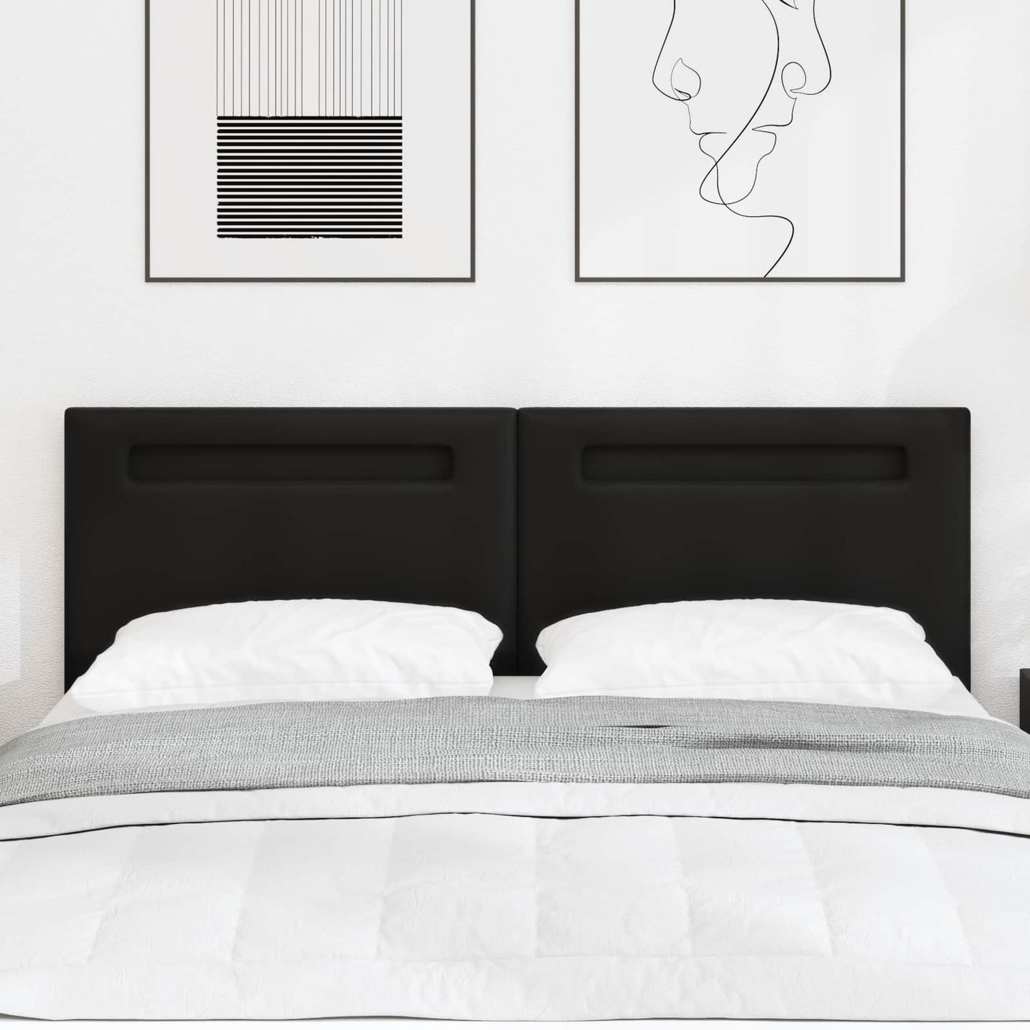 LED sengegavl Sort 160 cm Faux læder