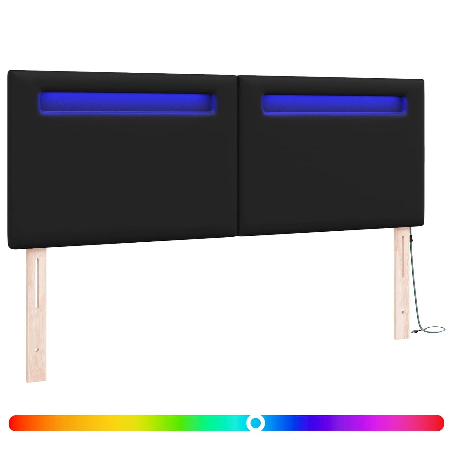 LED sengegavl Sort 160 cm Faux læder