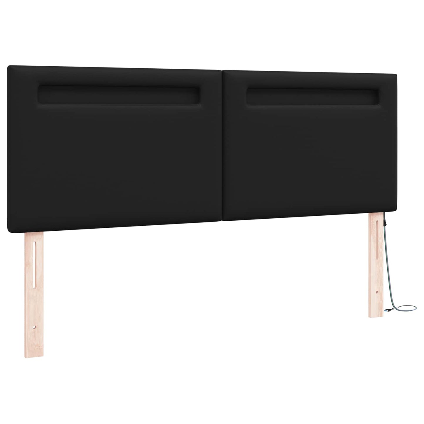 LED sengegavl Sort 160 cm Faux læder