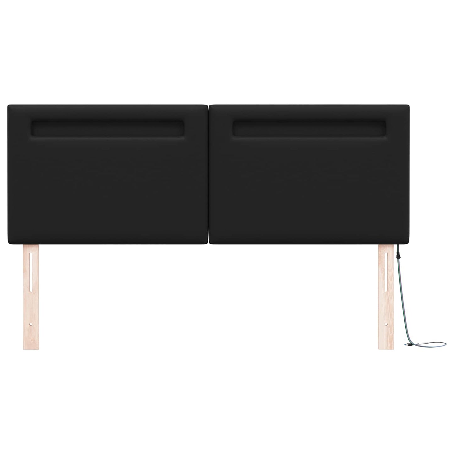 LED sengegavl Sort 160 cm Faux læder