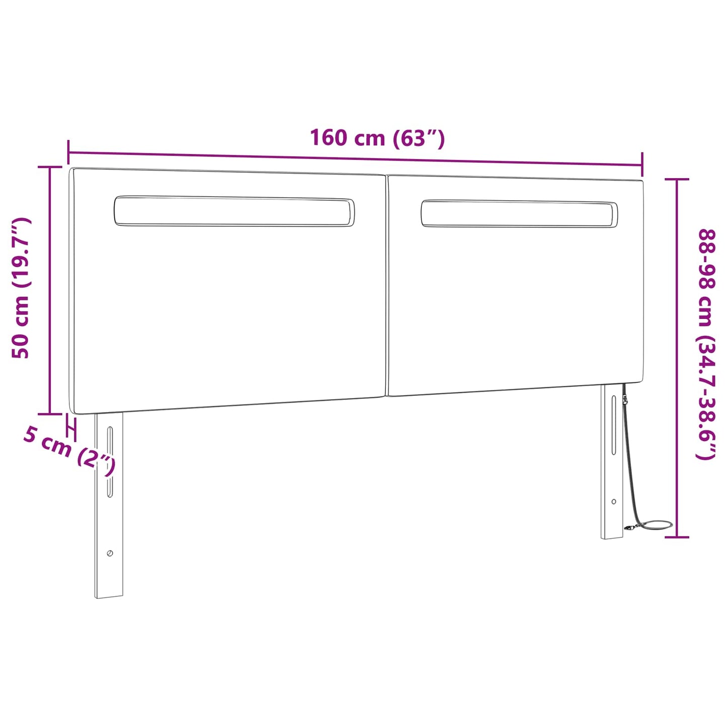 LED sengegavl Cappuccino 160 cm Faux læder