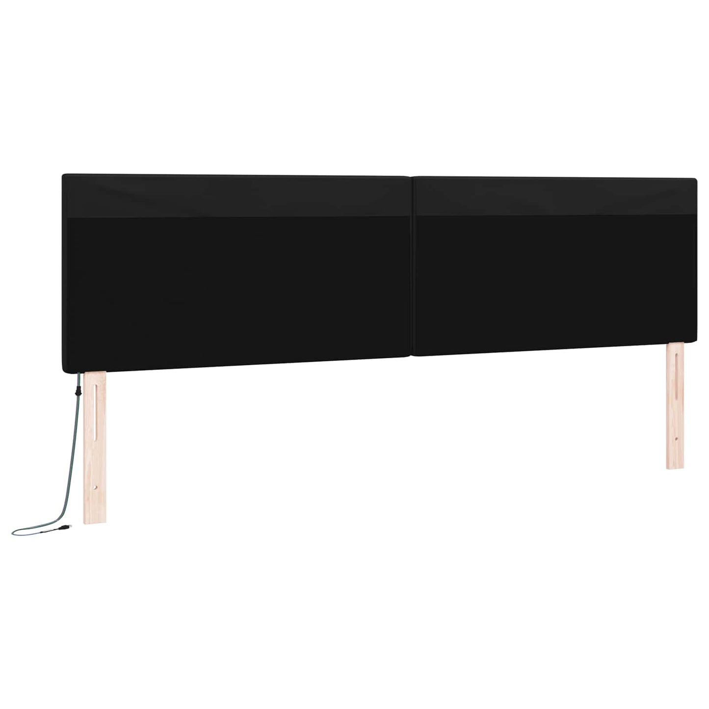LED sengegavl Sort 200 cm Faux læder