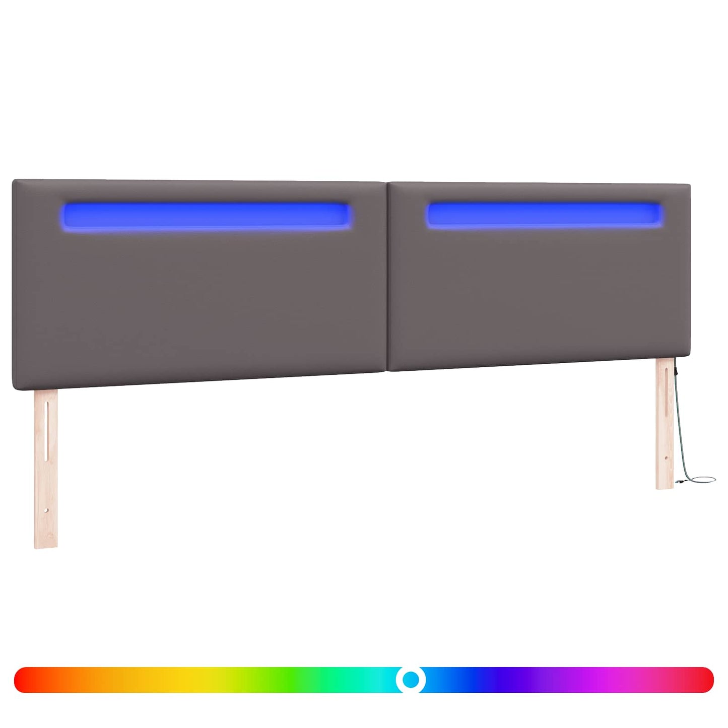 LED sengegavl Grå 200 cm Faux læder
