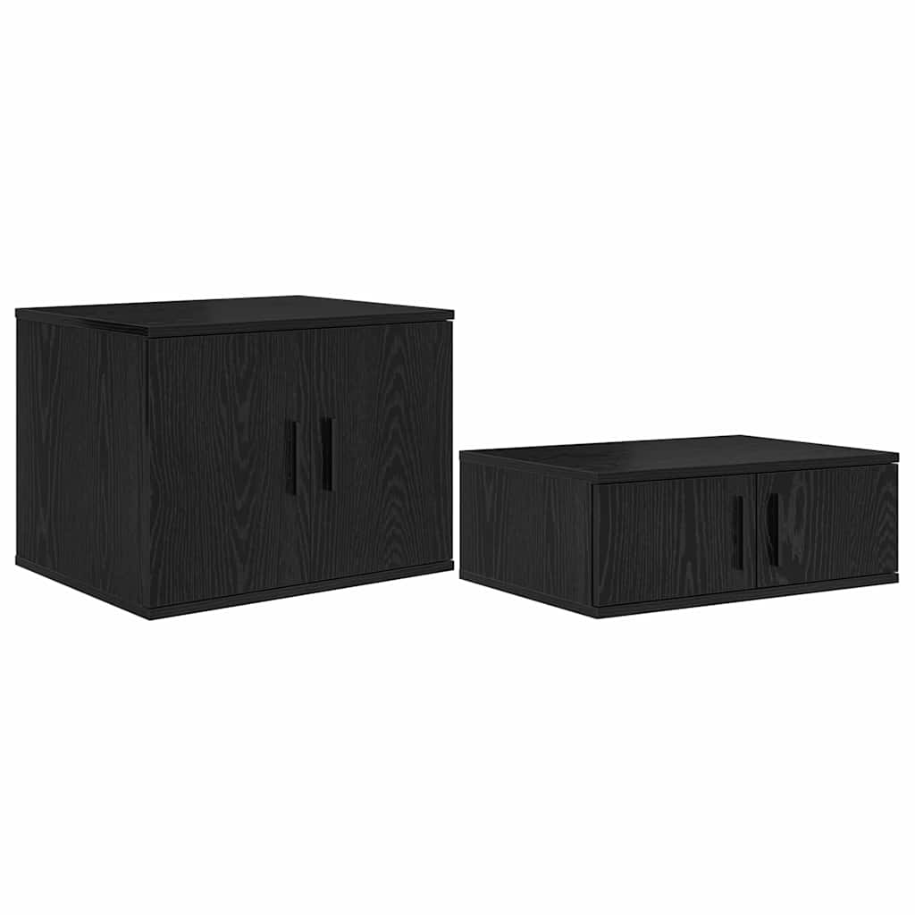 Opbevaringsskab 2 stk. Sort eg 127 x 41 x 40 cm Konstrueret træ