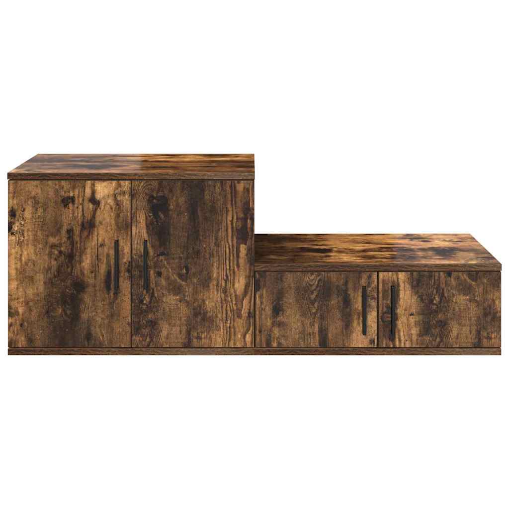 Opbevaringsskab 2 pcs Røget eg 127 x 41 x 40 cm Konstrueret træ