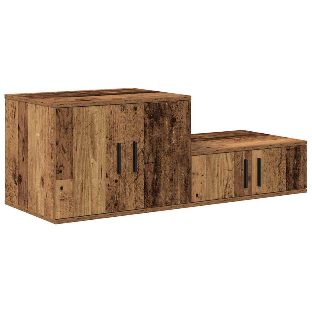 Opbevaringsskab 2 pcs Gammelt træ 127 x 41 x 40 cm